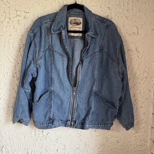 Vintage Redford Denim Jacket Womens Medium Blue Zip Up Western Utility Workwear